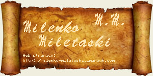 Milenko Miletaški vizit kartica